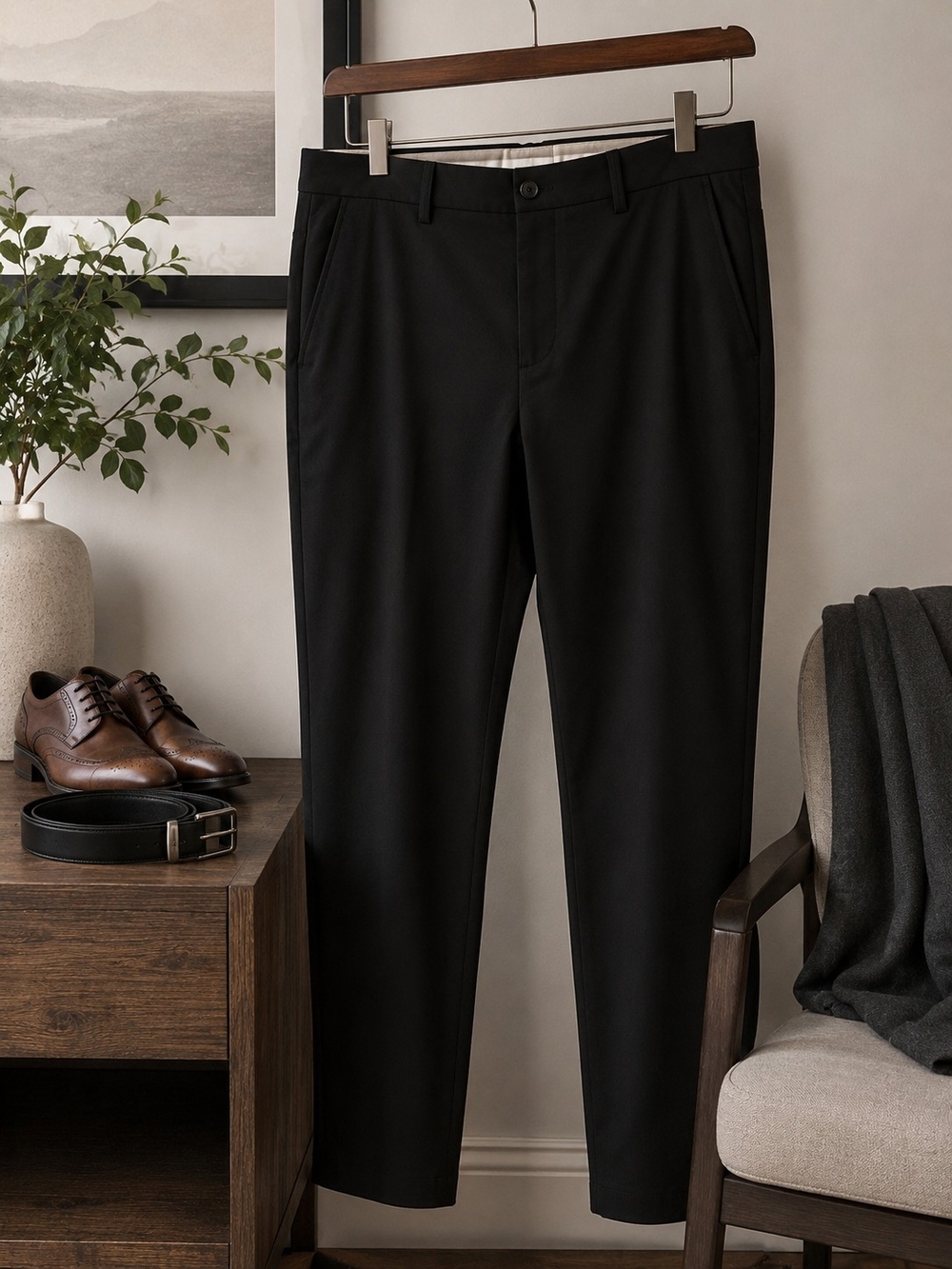 Collars & Co. Men’s Black Tailored Fit Tech Performance Pants 36x30 NWOT
